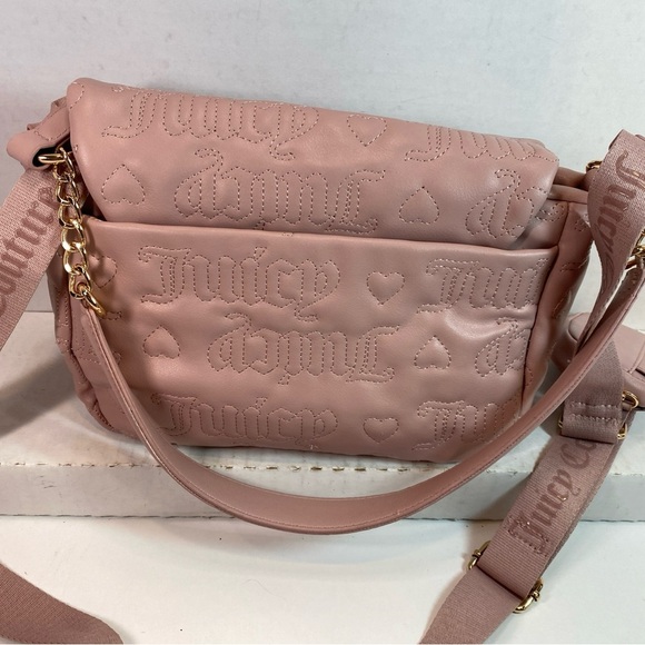Juicy Couture Purse Crossbody Shoulder Strap Pink Color with gold chain Accents - Picture 9 of 13